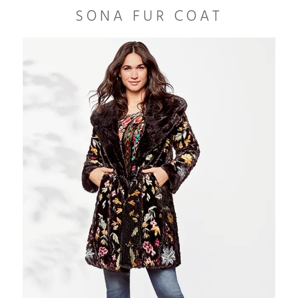 Johnny Was Sona Faux Fur Coat in Black, Size Large - Picture 3 of 13